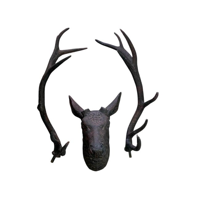 Early 21st Century Stag Head Large Wall Mount Sculpture Vintage Restoration Hardware Rustic Decor For Sale - Image 5 of 7