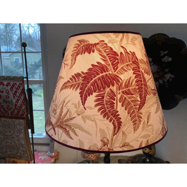 2020s Red and Green Fern Botanical Print Lampshade For Sale - Image 5 of 6