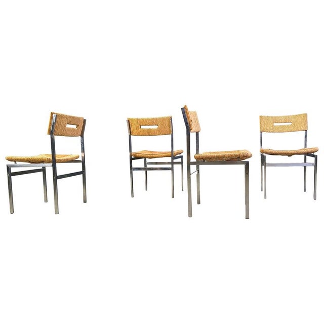 Belgian Wicker and Chrome Dining Chairs, 1970s, Set of 4 For Sale - Image 15 of 15