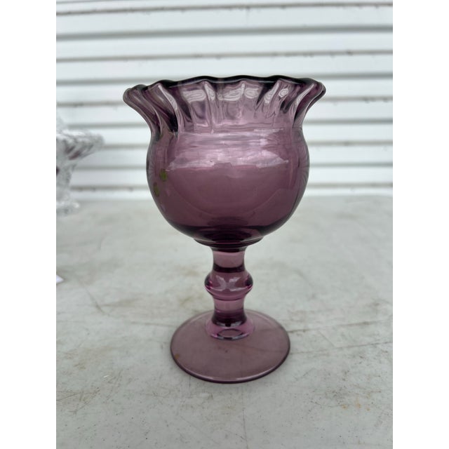 Purple Vintage Stemmed Purple Glass Bowl, Goblet by Imperial Ohio Glass Co. For Sale - Image 8 of 8