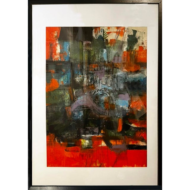 An Abstract Collage Painting, Named "Orange Crush" For Sale
