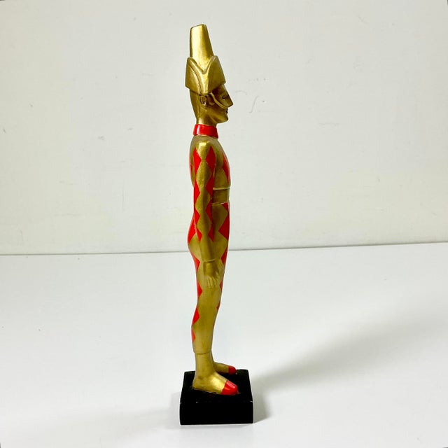 Scarlet 1980s Vintage Boho Chic Hollywood Regency Harlequin Mannequin Jester Figurine For Sale - Image 8 of 10