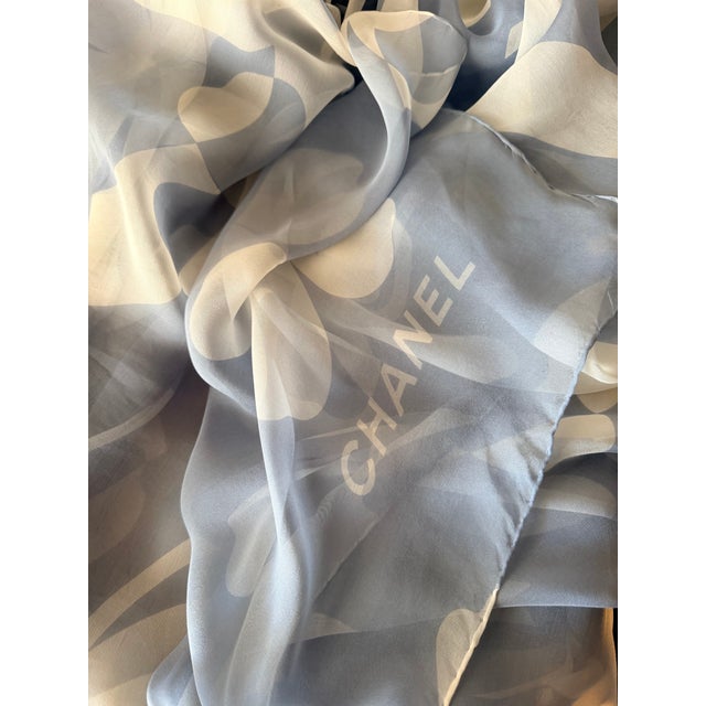 Chanel Large Silk Chiffon Scarf Leafs Clovers For Sale - Image 11 of 12