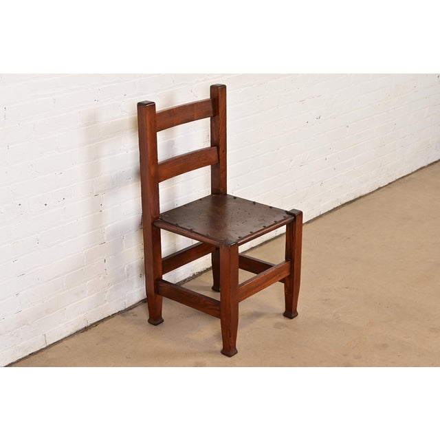 Joseph McHugh Antique Mission Oak Arts & Crafts Desk Chair or Side Chair, Circa 1920s For Sale - Image 12 of 12