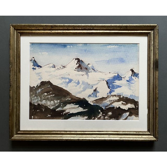 Joe Steinthal, Mountain Landscape in Winter, 1947, Watercolor, Framed For Sale - Image 8 of 8