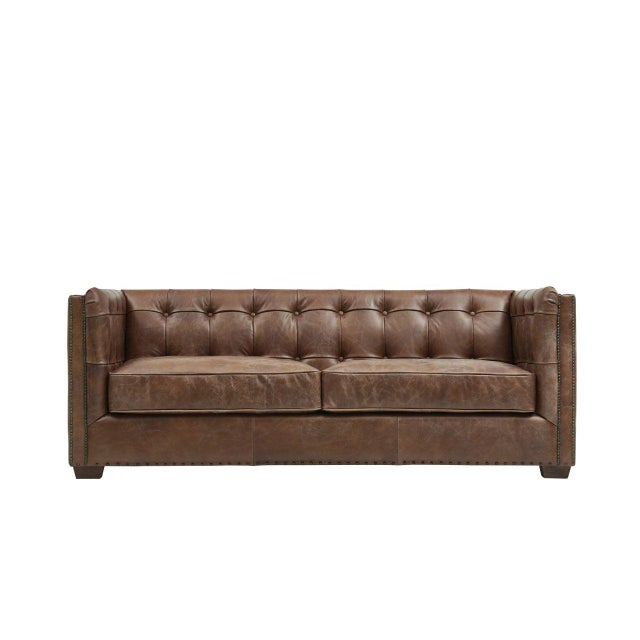 2020s Tuxedo Leather Sofa - Bark Brown For Sale - Image 5 of 7