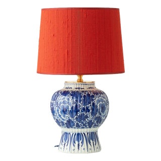 Blue and White Ceramic Table Lamp from Royal Delft, 1924 For Sale