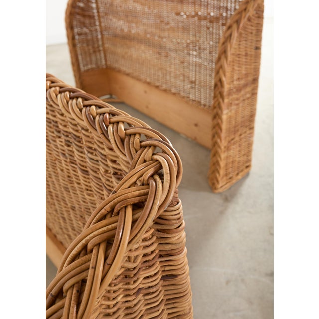 Pair of Organic Modern Woven Rattan Wicker Wingback Headboards For Sale - Image 16 of 17