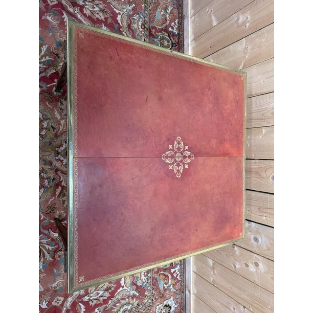 Louis XVI Table Gilt Leather Top with Small Tooling Gilt Bronze, 1960s For Sale - Image 6 of 7