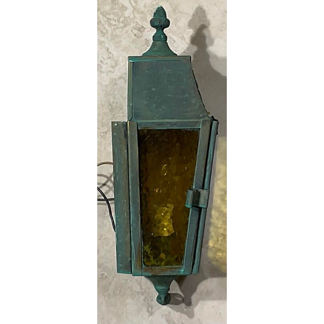 Single Vintage Neoclassical Solid Brass Wall Lantern For Sale In Miami - Image 6 of 12