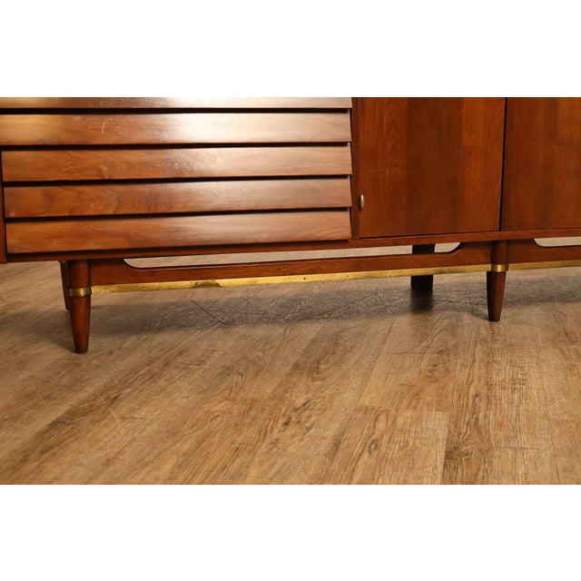 Merton Gershun For American Of Martinsville Mid Century Modern Walnut Lowboy Dresser For Sale - Image 17 of 18