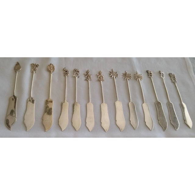 Silver Vintage Petite Silver Butter Knives - Set of 13 For Sale - Image 8 of 8
