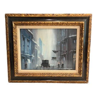 Mid 20th Century Framed Oil Painting by Spanish Artist Joe Luis Campuzano For Sale
