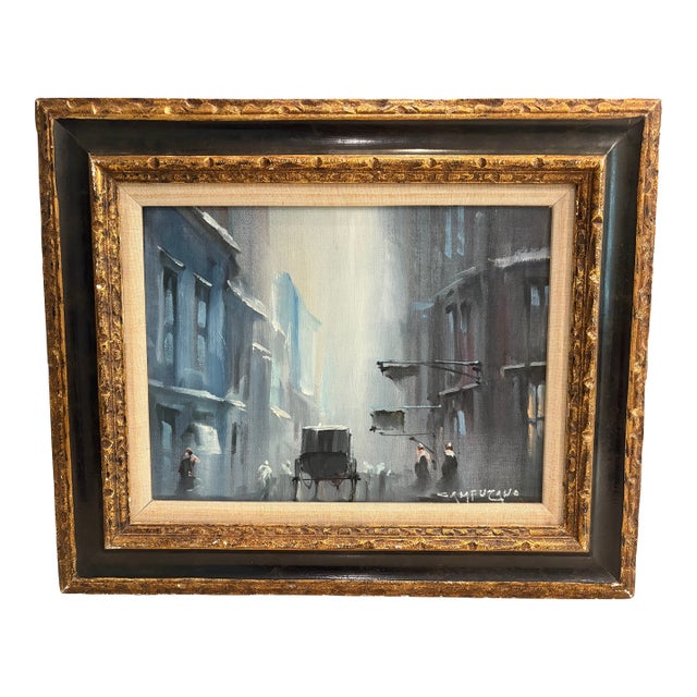 Mid 20th Century Framed Oil Painting by Spanish Artist Joe Luis Campuzano For Sale