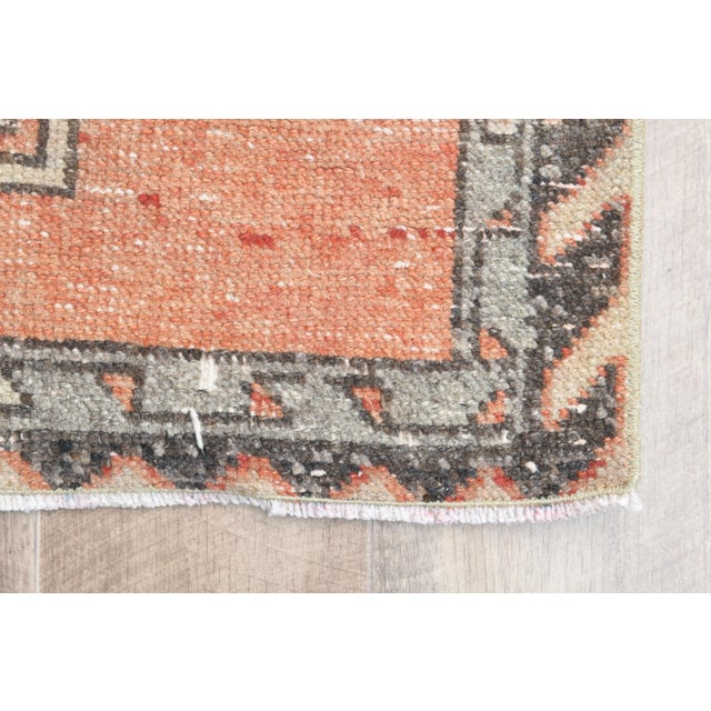 1970s Turkish Oushak Handmade Wool Cotton Orange Runner Rug For Sale - Image 9 of 11