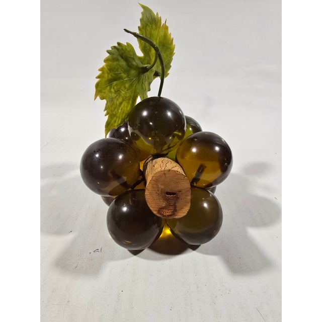 Vintage grapes, avacado green measures approximately 7" x 4" in good condition on driftwood MCM