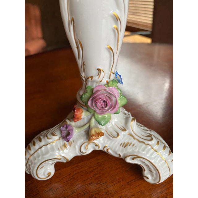 Early 20th Century Early 20th Century Antique Von Schierholtz Porcelain Candleholders With Flower Accents - a Pair For Sale - Image 5 of 10