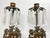 Pair of Antique Ornate Figural Brass Marble Crystal Girandole Candle Holders For Sale - Image 9 of 13
