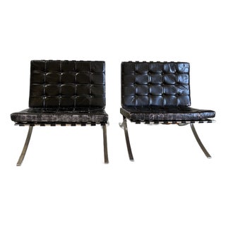 Vintage Knoll Barcelona Lounge Chairs by Mies Van Der Rohe - A Pair For Sale
