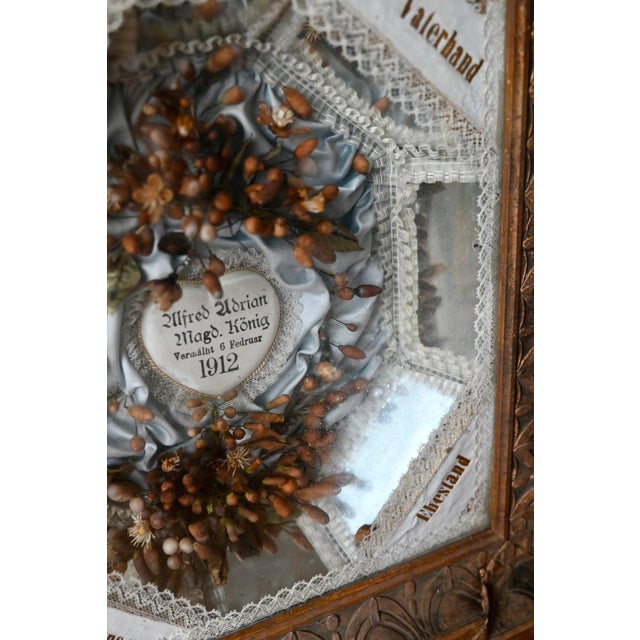Gold Jugendstil Bohemian Wedding Keepsake Frame in Gilded Wood and Glass, 1912 For Sale - Image 8 of 11