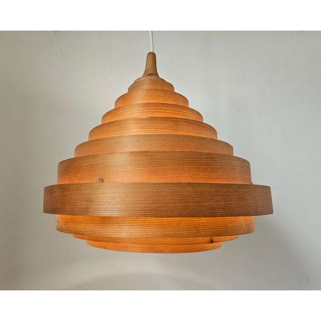 Mid-Century Veneer Pendant in the style of Hans-Agne Jakobsson, Denmark, 1970s For Sale - Image 12 of 15