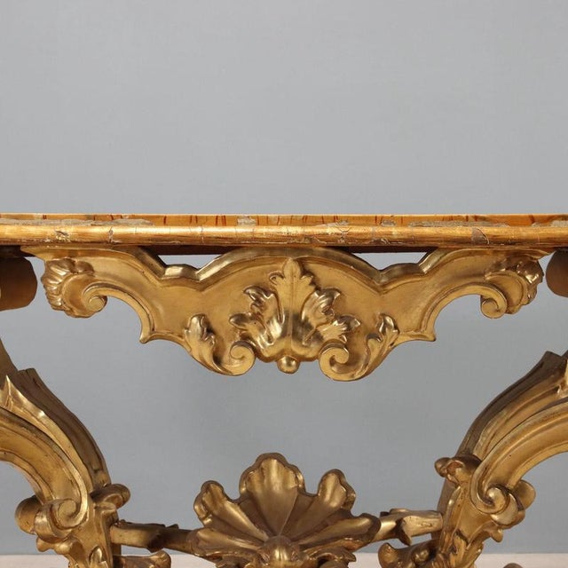 Carved and Gilded Console Table For Sale - Image 4 of 11