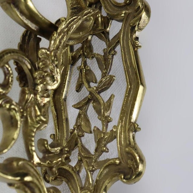 Antique Figural Gilt Bronze Three-Candle Wall Sconce With Mask C1920 For Sale - Image 9 of 9