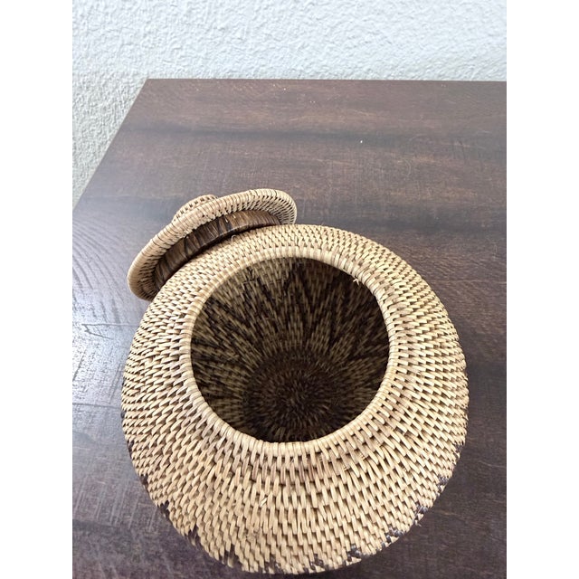 Vintage Hand-Woven Nito Vine Trinket Boxes & Basket Lot - Set of 4 For Sale - Image 9 of 12