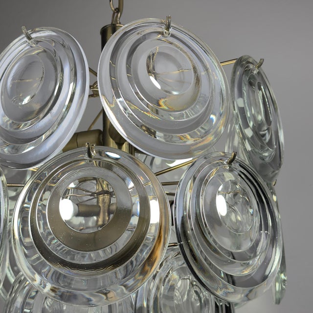 Gold Vintage Glass Disc Chandelier, Italy 1970s For Sale - Image 8 of 18