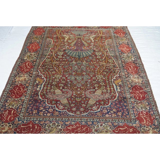 Red Antique Mohtasham Kashan Rug 4'6'' X 6'10'' For Sale - Image 8 of 10