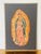 Rare folk art South American art collage religious paintings of St Mary made buy tiny straws, unique collectible.