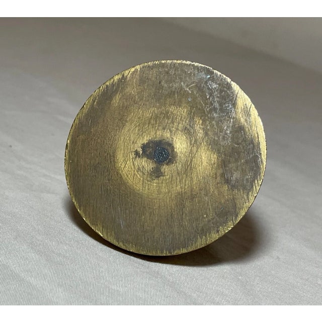 Antique Figural Solid Brass Figural Parrot Bird Glass Eyes Paperweight Statue For Sale - Image 12 of 12