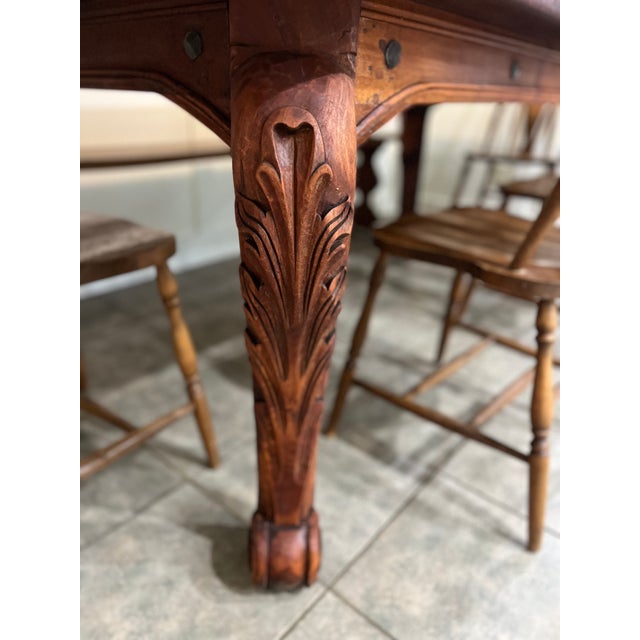 Hand-Carved Solid Mesquite Wood Dining Table For Sale - Image 4 of 10