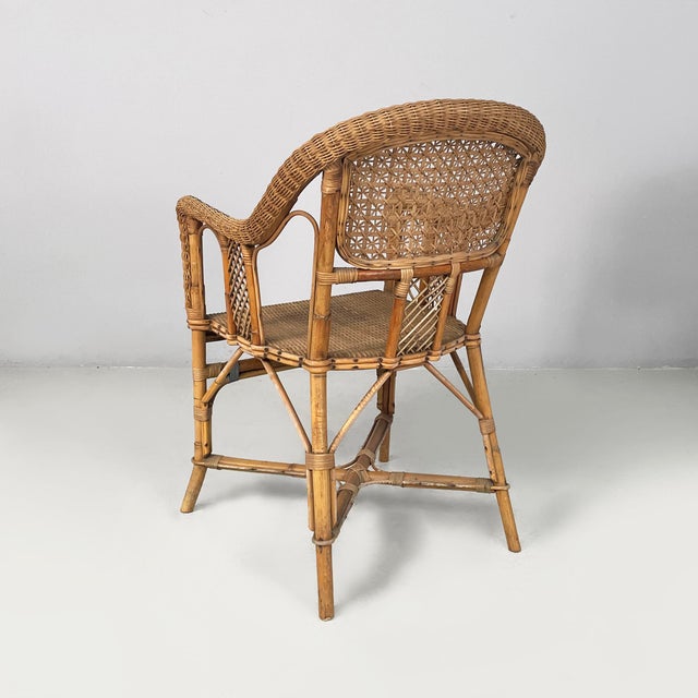 Art Nouveau Italian Chairs with Armrest in Rattan, 1900s, Set of 2 For Sale - Image 4 of 18