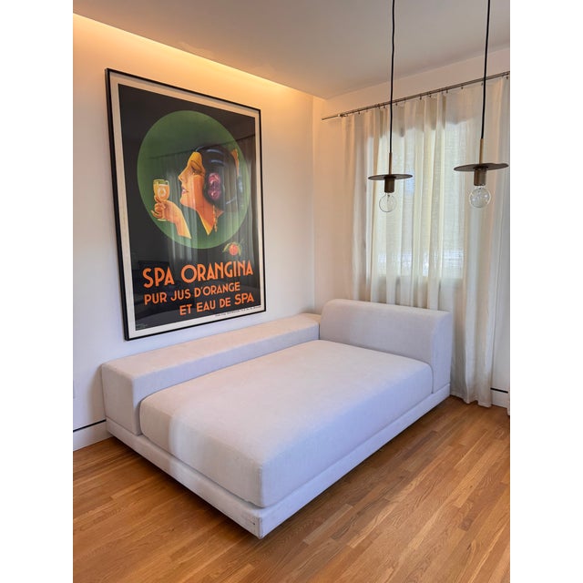 Details: A beautifully proportioned Restoration Hardware custom chaise/daybed, produced around 2022 and upholstered in a...