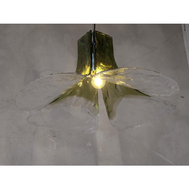 Flower-Shaped Green Murano Glass Hanging Lamp, 1960s For Sale - Image 9 of 12