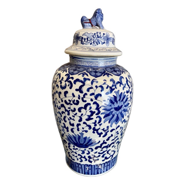 Temple Ginger Jar Foo Dog Lid For Sale