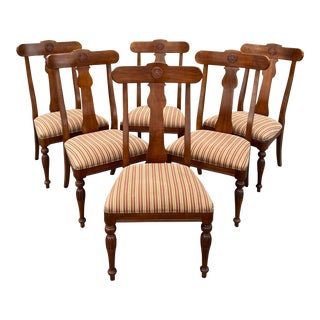 Ethan Allen British Classics Splat Back Carved Dining Chairs - Set of 6 For Sale