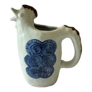 Vintage Happu Pattern Stoneware Chicken Pitcher Made by Otagiri Japan