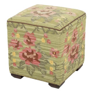 George Smith Style Kilim Upholstered Ottoman For Sale