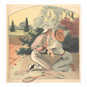 1908 French Antique Print for Tennis Lovers Matted