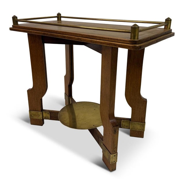 Art Deco Oak and Brass Side or Console Table, 1930s For Sale - Image 15 of 15