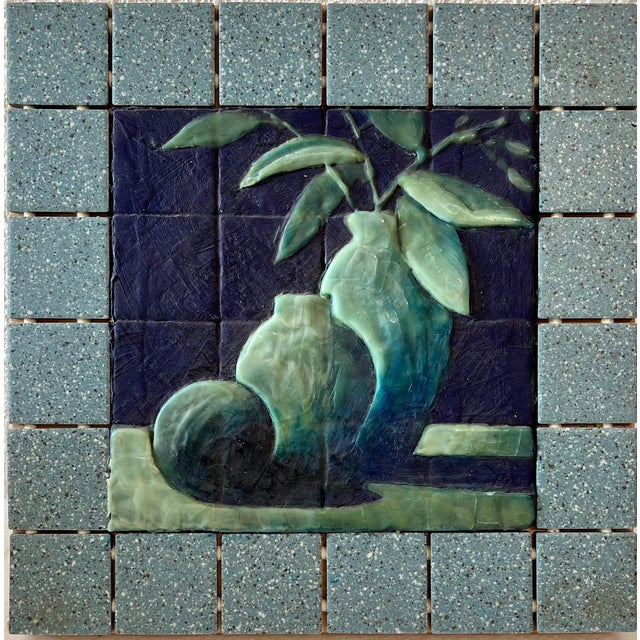 Figurative Joseph Maresca, Joseph Maresca Encaustic Wax Oil Painting and Tile On Board Still Life w Fruit, 1993 For Sale - Image 3 of 10