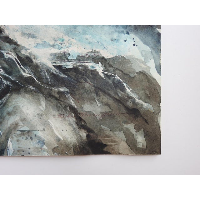 Late 20th century watercolor and gouache impressionist painting on paper of a mountain stream. Signed S.L. Thompson lower...