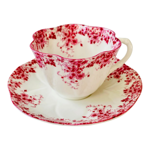 1938 Vintage Shelley Dainty Pink Fine Bone China Teacup and Saucer, Made in England