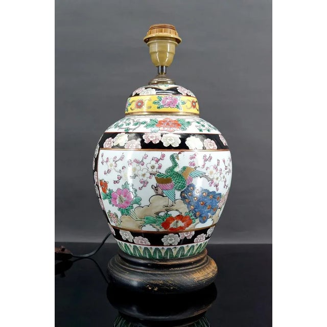 Chinese Porcelain Lamp Decorated with Flowers and Peacocks, 1890s For Sale - Image 6 of 6