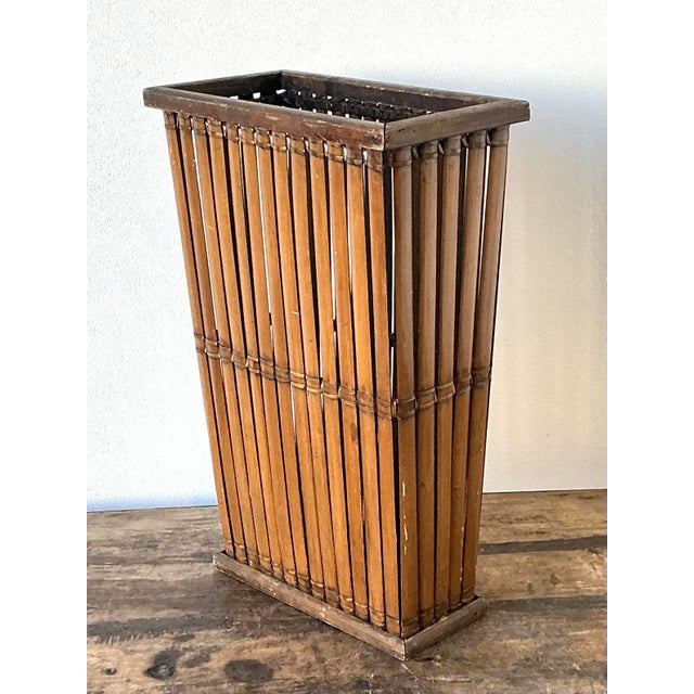 Vintage Split Rattan Umbrella Stand For Sale In West Palm - Image 6 of 12