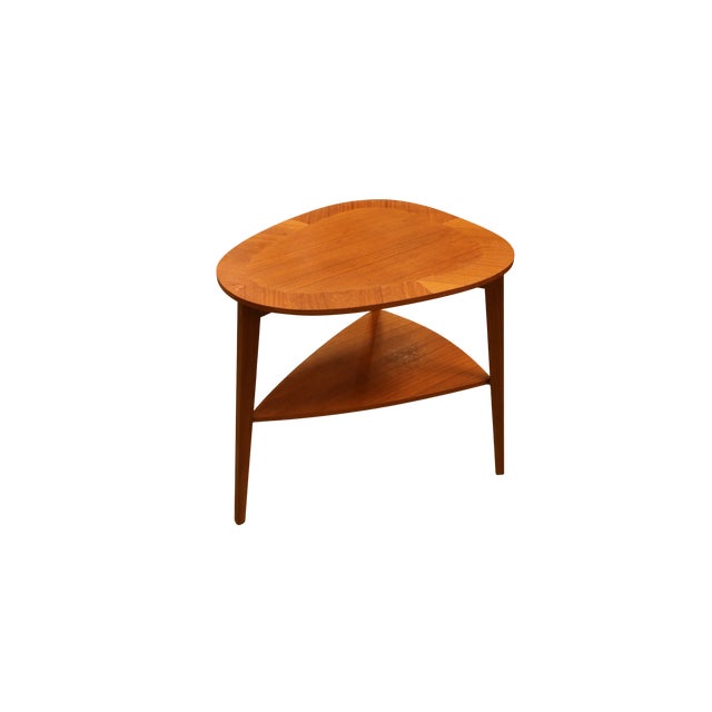 Mid-Century Modern Triangular Coffee Table in Teak with Magazine Shelf by Georg Jensen for Kubus, Denmark, 1960s For Sale - Image 3 of 8