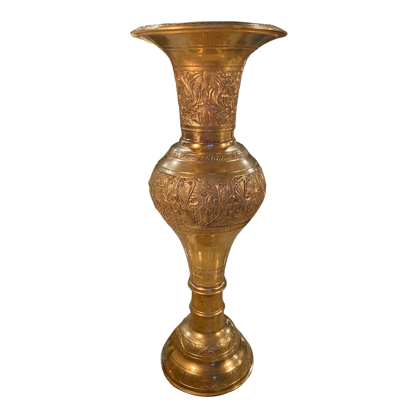 Large Mid 19th Century Ornate Solid Brass Vase Chairish