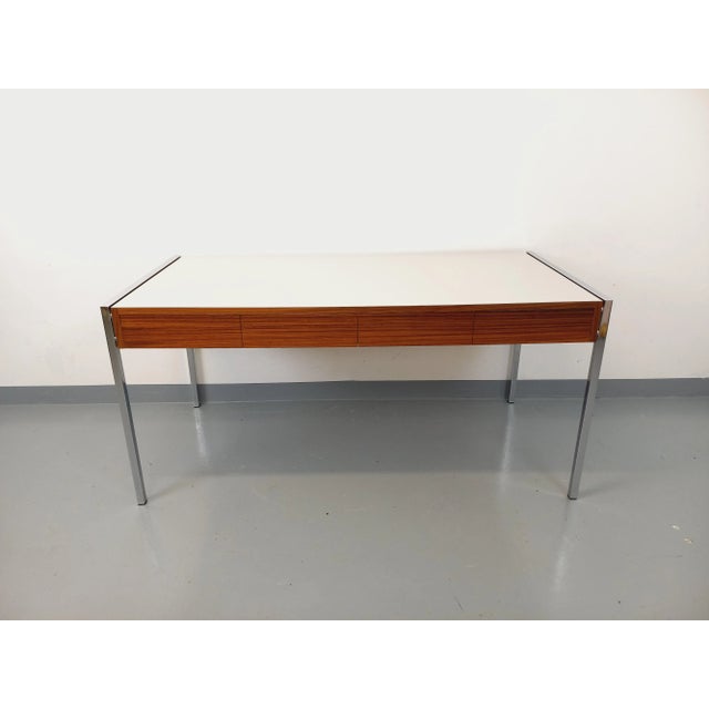 Modernist Desk in Rosewood, Melamine and Metal, 1970s For Sale - Image 4 of 18